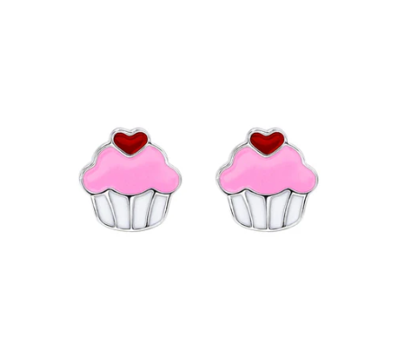 Silver Linings Enamel Studs - CUPCAKE