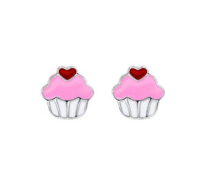Silver Linings Enamel Studs - CUPCAKE
