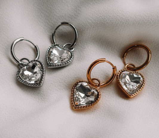 CZ Heart Hoops
