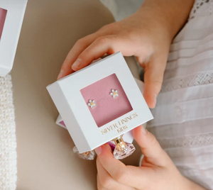 Silver Linings Enamel Studs - WHITE DAISY