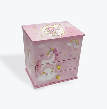 Unicorn Two Draw Musical Jewellery Box