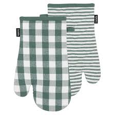 Eco Gingham Green 2pk Oven Mitt