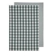 Eco Gingham Green 2pk Tea Towel