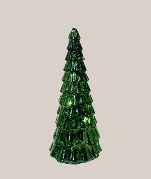 Frost Drop Glass Tree - Dark Green