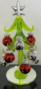 Glass Tree with Red/Silver Balls
