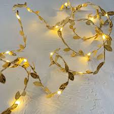 STELLAR HAUS Gold Leaf Pre-lit Garland