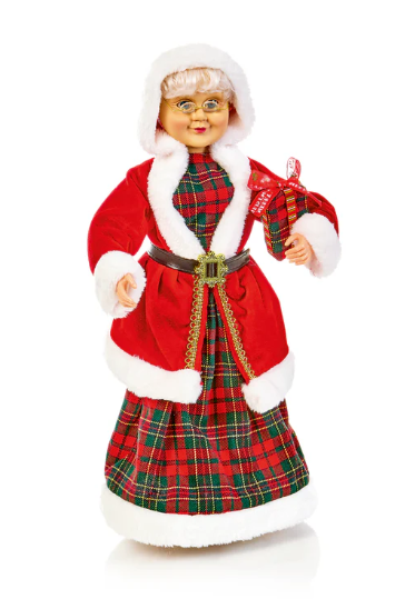 Mrs Claus In Tartan Dress