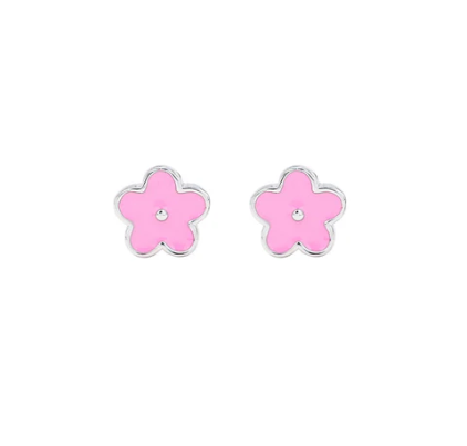 Silver Linings Enamel Studs - PINK DAISY