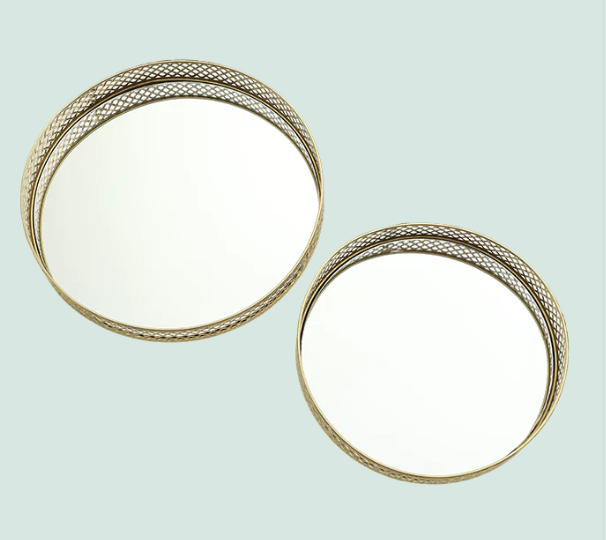 Gold Round Mirror Tray