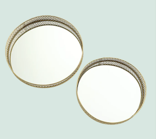 Gold Round Mirror Tray