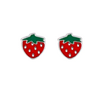 Silver Linings Enamel Studs - STRAWBERRY