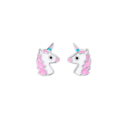 Silver Linings Enamel Studs - UNICORN