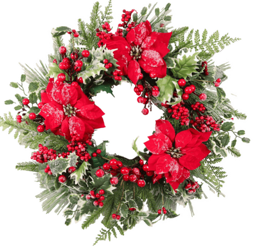 Wreath - Holly & Poinsettia