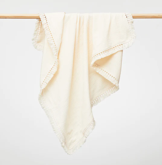 OTD Muslin Blanket with Tassel Trim