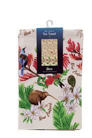 PARRS Tea Towel-Birds/Flowers Beige